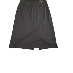 Cato Black Midi A-Line Skirt with Slit
